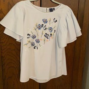 KAARI blue embroidered top